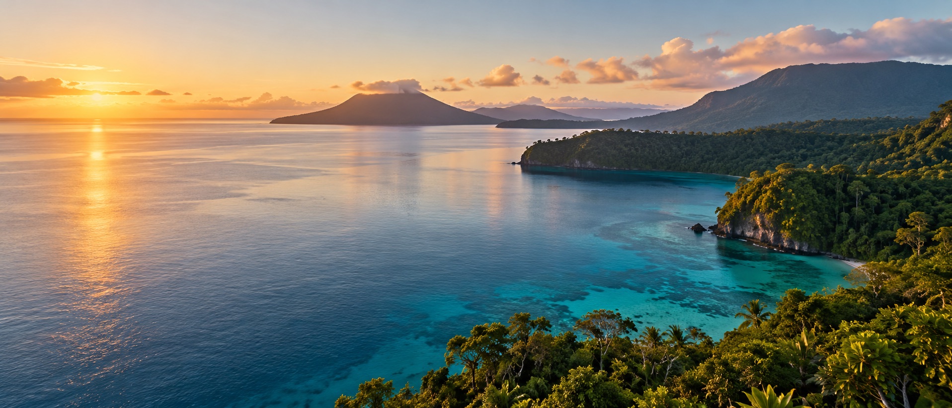 Vanuatu coastline at sunrise